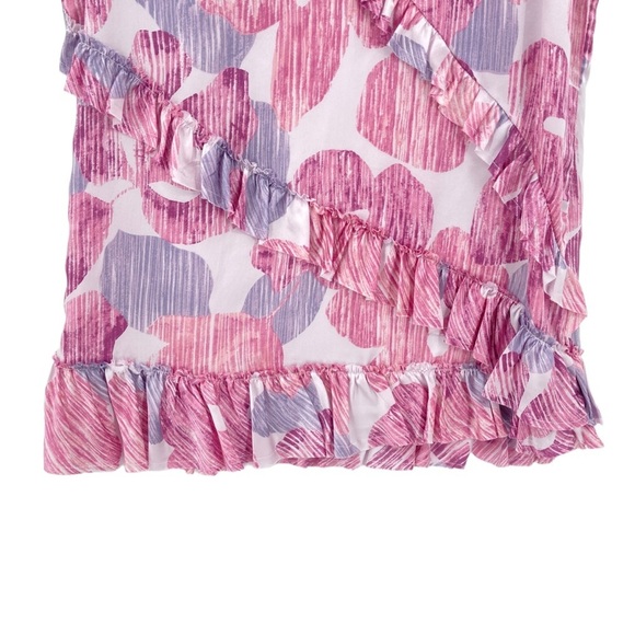 Banana Republic Tank Top Womens Sz Small Multi Floral 100% Silk Ruffle V Neck - Picture 4 of 8